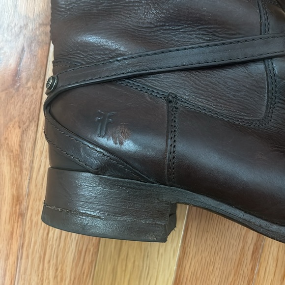 FRYE WOMENS LINDSEY PLATE TALL CHOCOLATE BROWN LEATHER RIDING BOOTS SIZE 8.5 - Picture 4 of 8